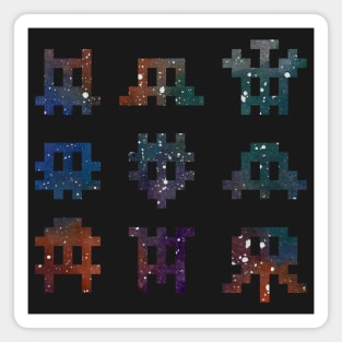 Watercolour Pixel Invaders Magnet